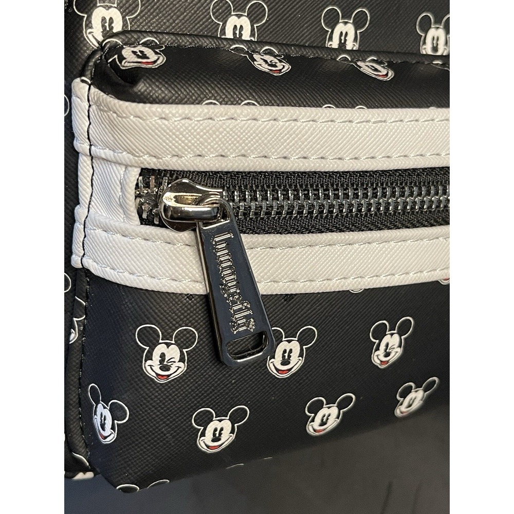 Disney Parks Loungefly Mickey Mouse Faces Mini Backpack Wristlet Black White NWT - Picture 9 of 11